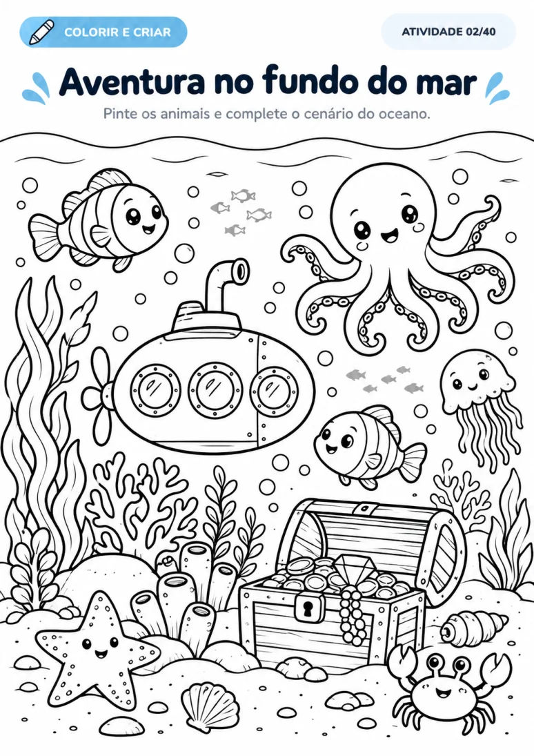 Atividade ilustrada de colorir