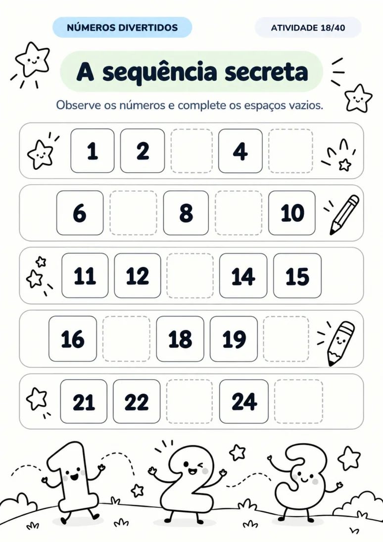 Brincadeira educativa com lápis